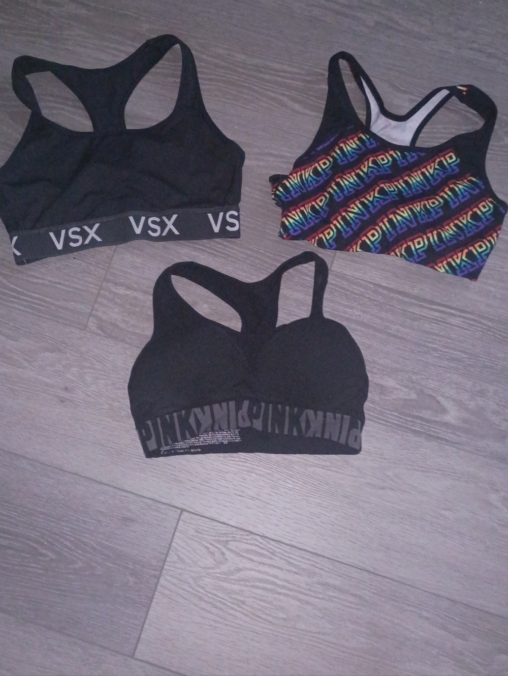 PINK & VSX Sports Bra Set - Black + Rainbow Logo